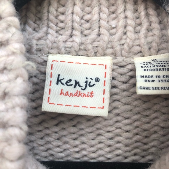 Kenji Hand Knit Beige Sweater with Leather Detailed Buckles size XL - Picture 8 of 8